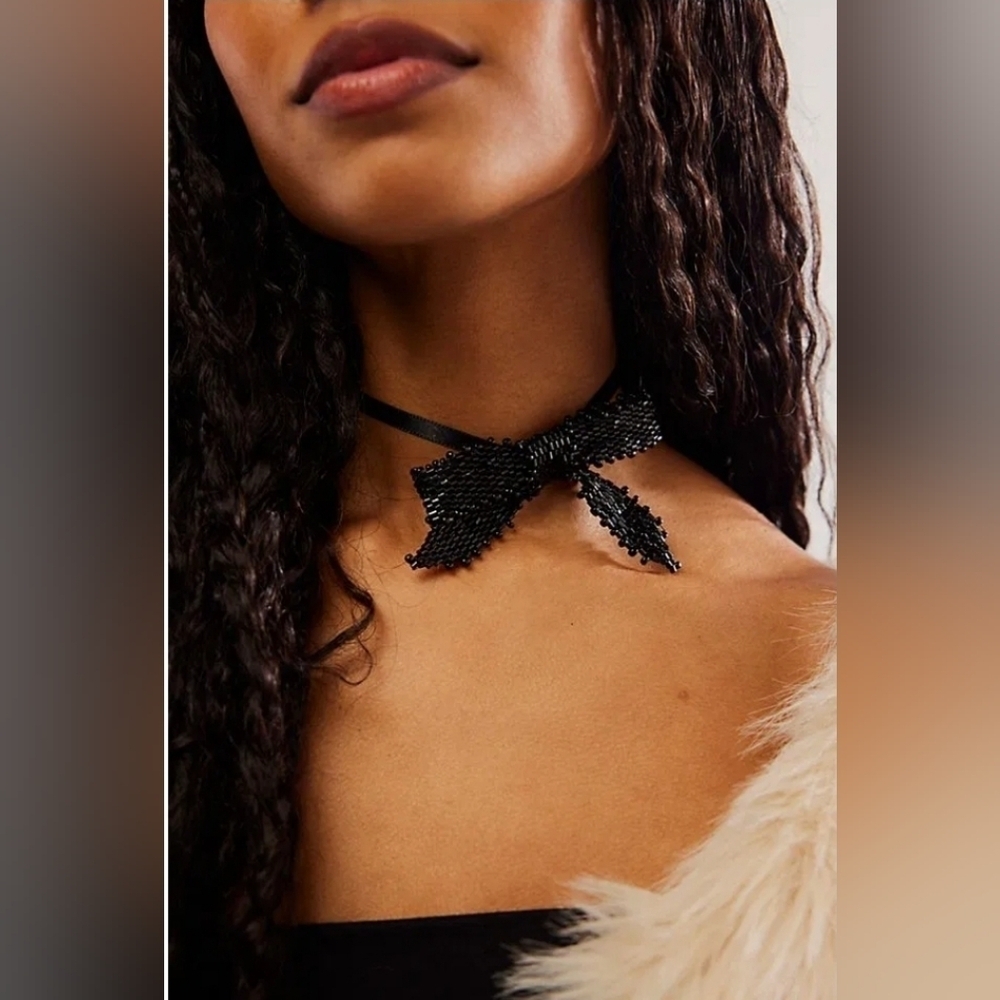 NWT -Free People, Backstage Pass Choker, Black -NEW-$38